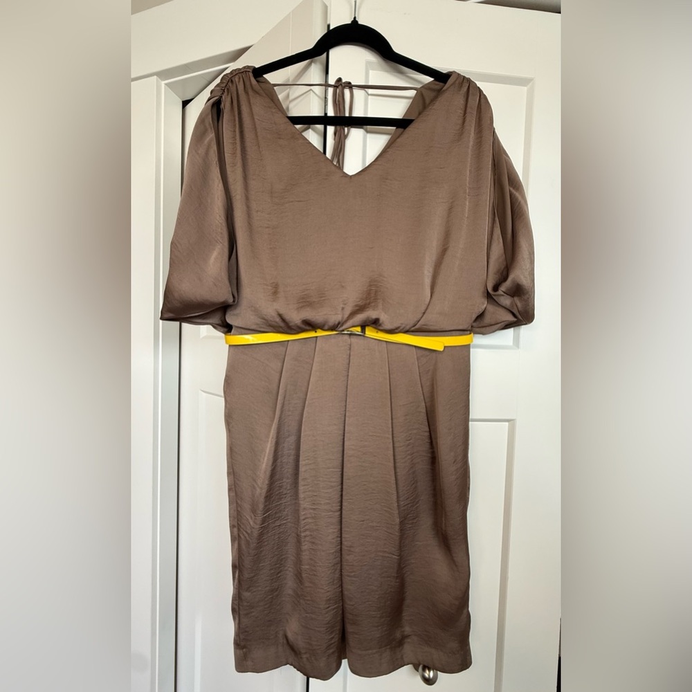 Vince Camuto Brown Mini Dress with Yellow Belt